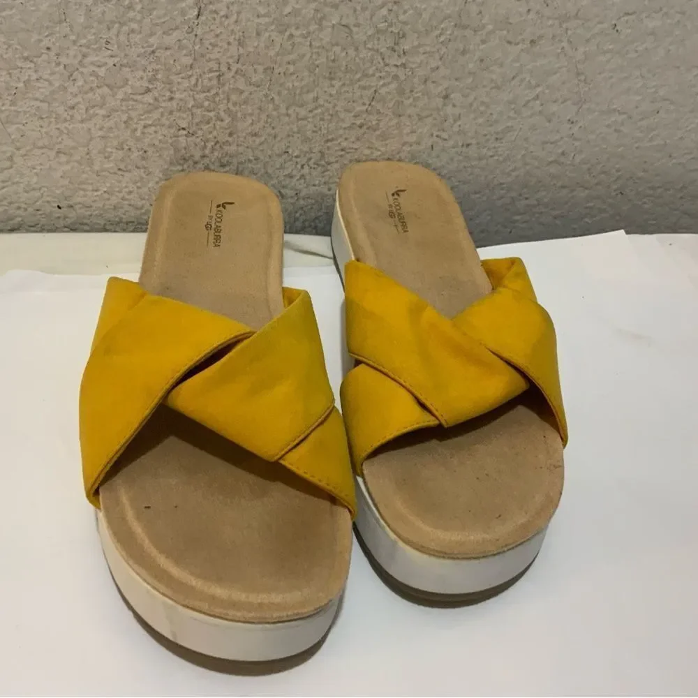 UGG Koolaburra Sandals Womens 10 M Golden Rod Carenza Twist Detail Slide Shoes
